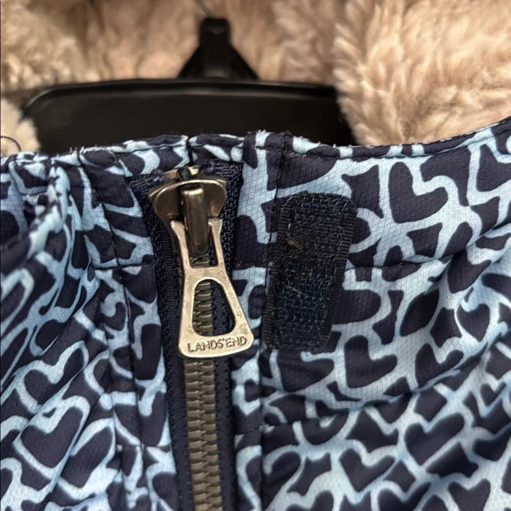 Lands End Girls Size 4 Small Winter Coat Jacket Heart Print Blue